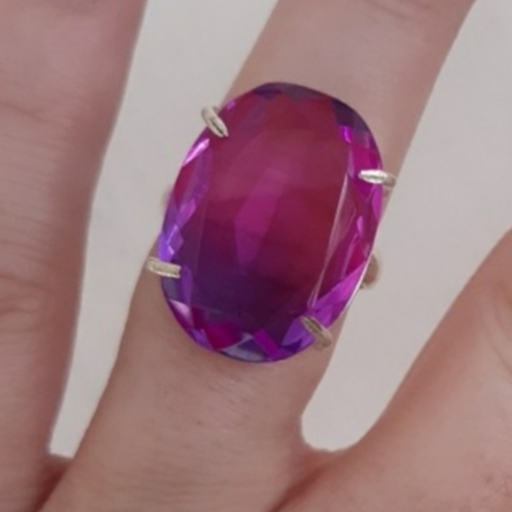 New Bi-Color Tourmaline 925 Silver Ring.